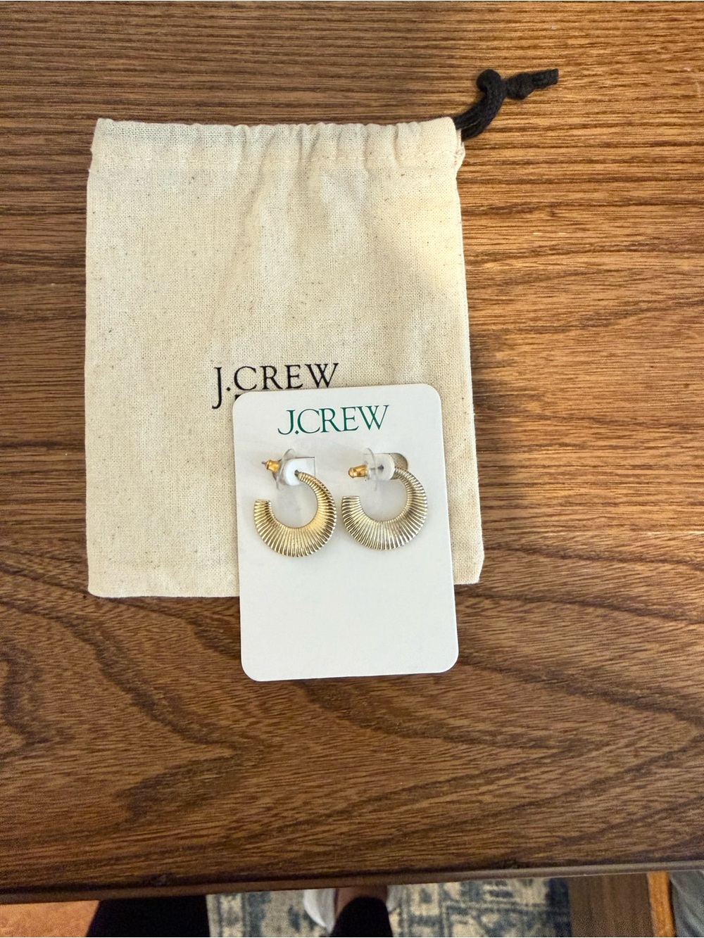 J. Crew Textured Gold Crescent Hoop Earrings